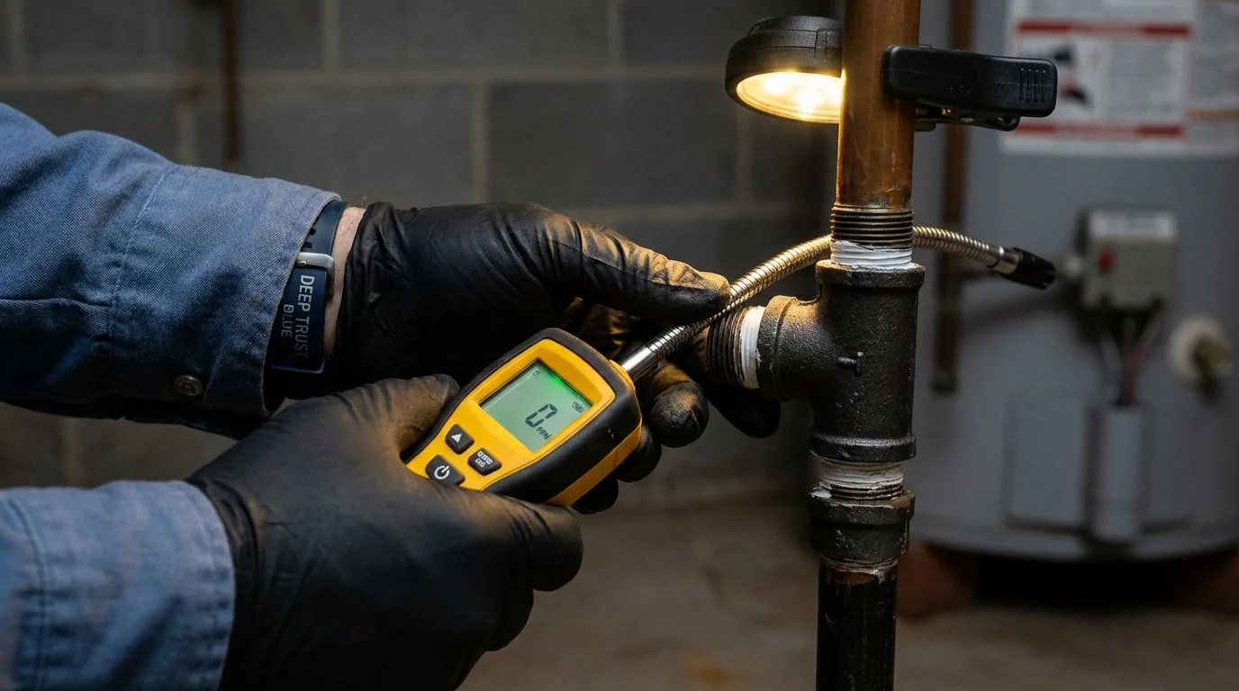 Gas leak detection with electronic sniffer by Johns Plumbing LLC in Falls Church