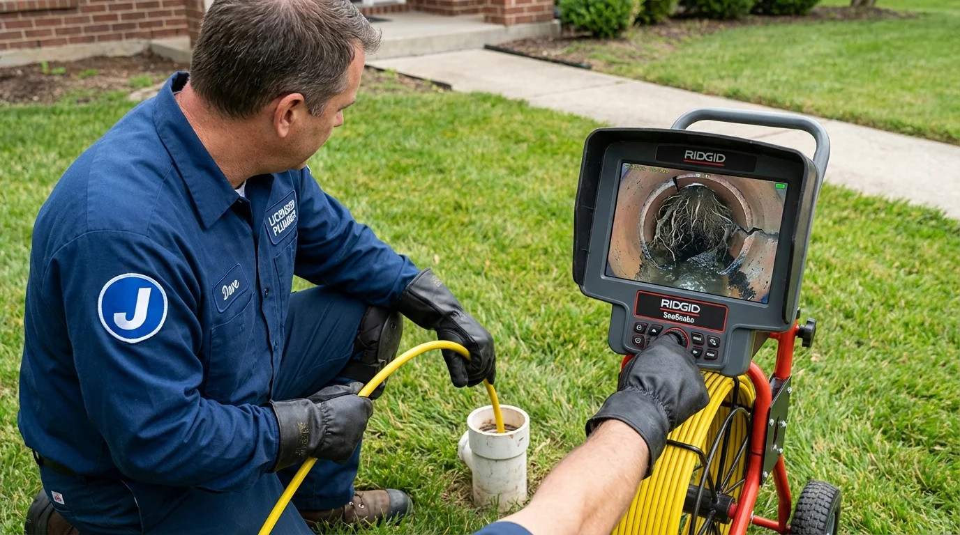 Sewer camera inspection being performed by Johns Plumbing LLC in Falls Church